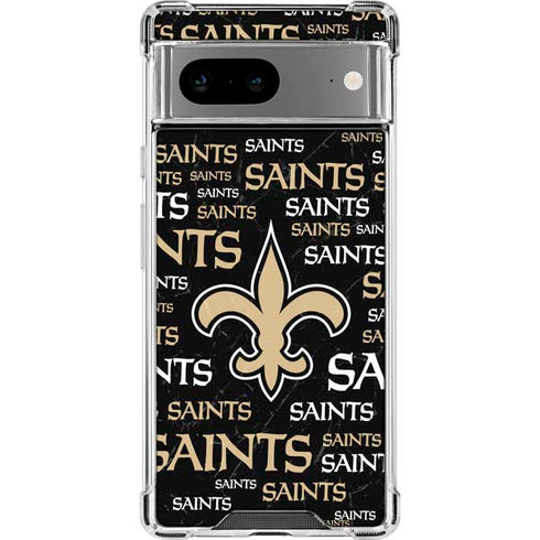 NFL New Orleans Saints Black Blast Google Pixel 7a Clear Case